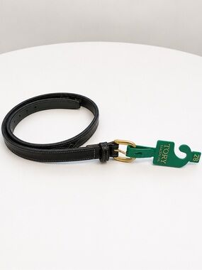 Tory Leather Co. Vintage 90s Black Stitched Leather Belt 28